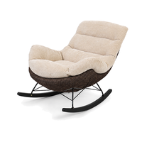 Schaukelstuhl Moderner Lounge-Sessel mit Plüschkissen und Schwarzem Metallgestell, Gepolsterter Armlehnstuhl für Wohnzimmer und Zuhause