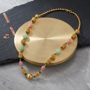 Collar Mala Antiguo de Plata 925 con Cuentas de Piedras Preciosas en Tonos Pastel, Cadena Larga Tradicional, Joyería Étnica para Mujer - Product Image 4