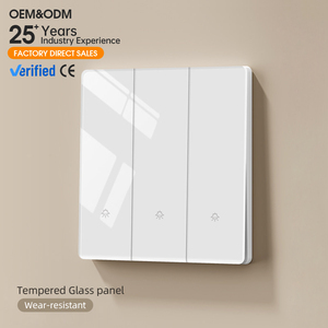 KESHIQI Luxury Tempered Glass Panel Durable Light Switch Electrical 1-Way/2-Way Ultra Thin Wall Switches And Socket