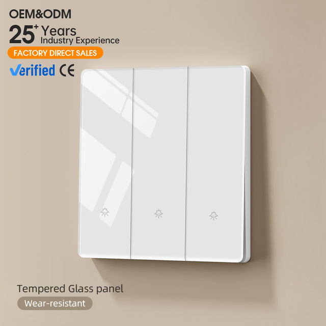 KESHIQI Luxury Tempered Glass Panel Durable Light Switch Electrical 1-Way/2-Way Ultra Thin Wall Switches and Socket