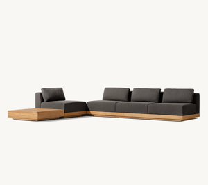Ensemble de salon de jardin en forme de L, fauteuils de patio en bois, canapés d'hôtel, ensemble en teck pour villa, mobilier d'extérieur - Product Image 2