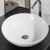 Forme ronde Comptoir en céramique de couleur blanche Bonne qualité Sanitaire Lavabo Salle de bain Art Évier Bol