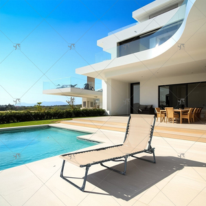 سرير قابل للطي محمول وعصري للاستخدام الخارجي، كرسي استرخاء مريح من الفولاذ للشاطئ والتخييم والنزهات وحمامات السباحة - Product Image 6