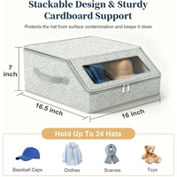 Boîte de rangement pour casquettes de baseball, capacité 24 casquettes, anti-poussière, avec fenêtre transparente et couvercle rabattable, bac de rangement pour vêtements