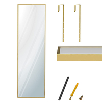 Mode moderne, forme rectangulaire, cadre métallique, miroir sur pied sans poinçon, feuille de verre suspendue au mur pour décoration de mariage