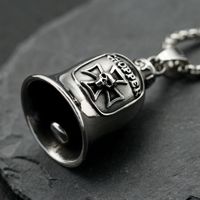 Liontin Kalung Tengkorak & Salib Gaya CHOPPER Ukiran Gothic, Baja Anti Karat, Perhiasan Hadiah Fashion Pria