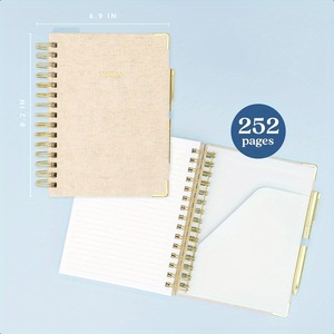 Diario forrado Tapa dura A5 Cuaderno de lino en espiral de papel Premium para oficina en casa - Product Image 2