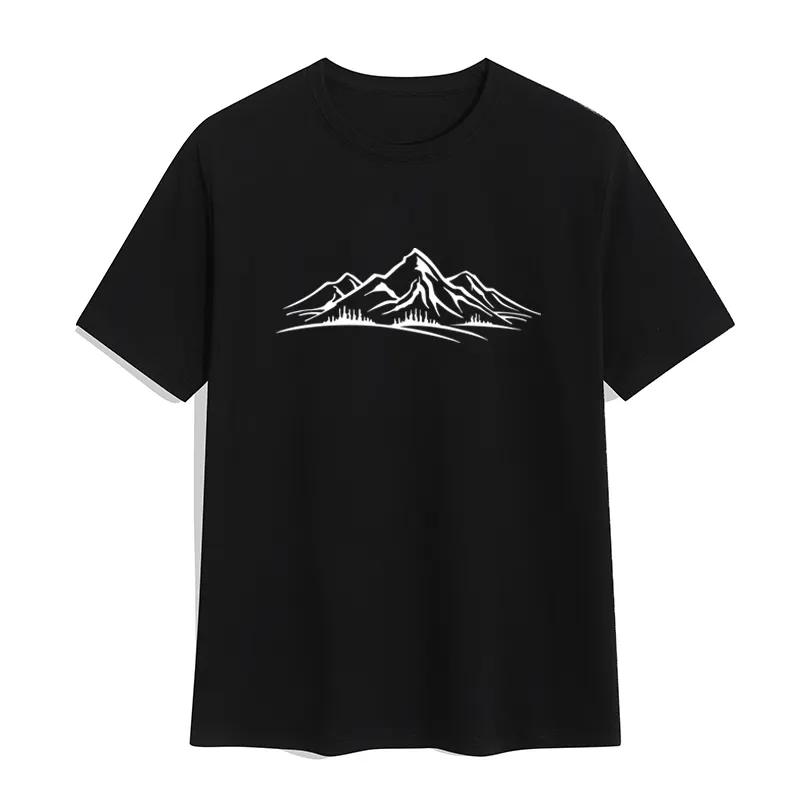 Factory cost Fashion Trendy Clothes men's casual t-shirt concise style mountain graphic t shirts print oversized men's t-shirts