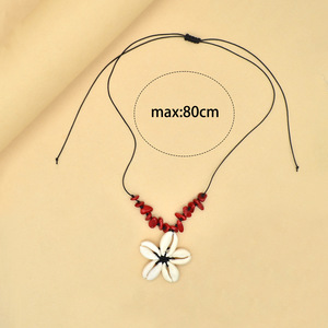 Gargantilla de virutas de ágata roja Natural hecha a mano con COLLAR COLGANTE de flor trenzada concha de playa de verano a la moda para mujer - Product Image 2