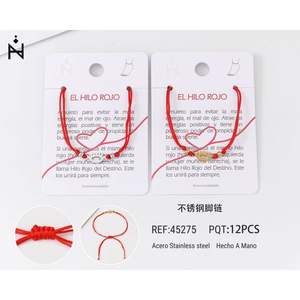 Tobillera de hilo rojo de acero inoxidable para mujer, joyería de moda, regalo. - Product Image 1