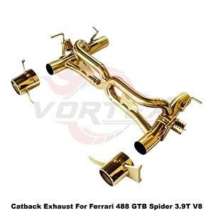 Vortex Golden Titanium Valved Catback <b>Exhaust</b> System for Ferrari 488 GTB Spider 3.9T V8 Direct Fit Performance System - Product Image 2