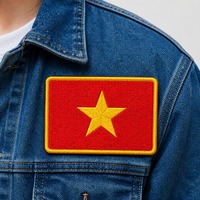 Patch brodé 3D personnalisé en chenille du drapeau du Vietnam, thermocollant avec bord découpé pour chaussures et chapeaux, motif floral/alphabétique