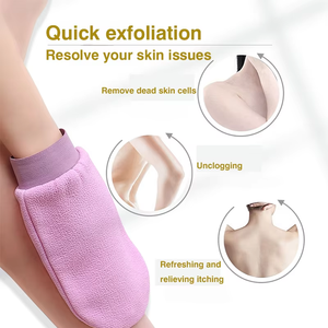 Op Maat Gemaakte Marokkaanse Bad Scrub Handschoen Zwarte Luxe Waterdichte Diepe Exfoliërende Lichaamshandschoen - Product Image 4