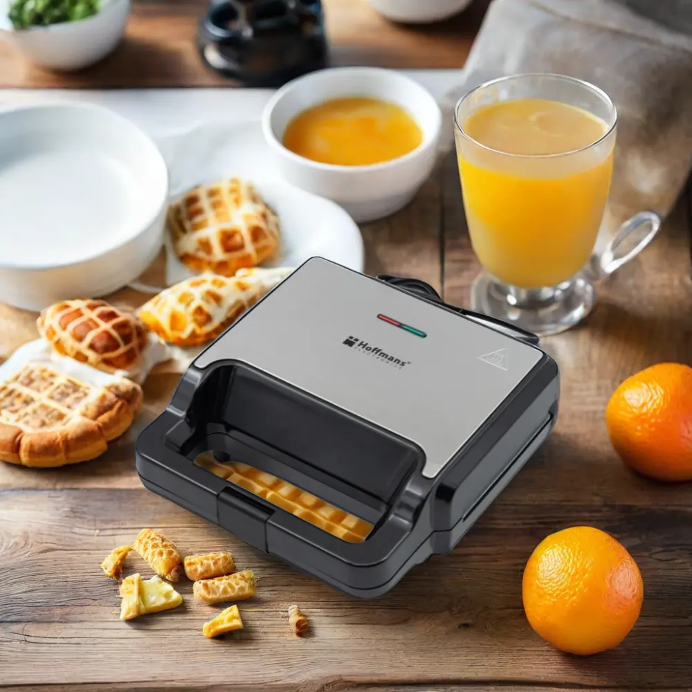 Mini máquina de waffles e sanduicheira antiaderente 3 em 1 com alça de toque fresco