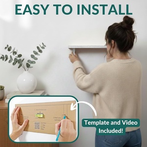 Lot de 3 étagères flottantes en bois de 17 pouces pour mur, étagères murales, présentoir, rangement, organisateur, décoration intérieure, modèle inclus - Product Image 3