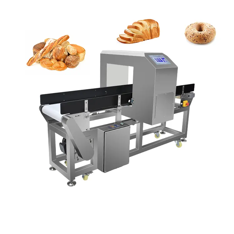 Túnel detector de metais para comida baguette bagel torradas padaria pão refrigerante biscoitos Oreo