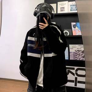 Chaqueta Deportiva de Algodón 100% con Parches para Bebés, Invierno, Cuello Camisero, Estilo Americano Holgado, Chaqueta de Motociclista - Product Image 4