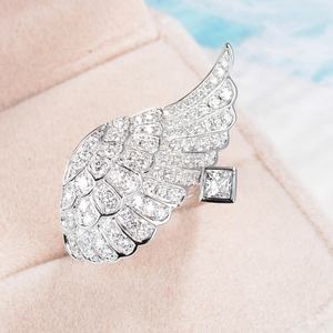 Wholesale dainty new design Agnel's Wing micro inlay AAA cubic zirconia silver plated fashion rings for women - Product Image 3