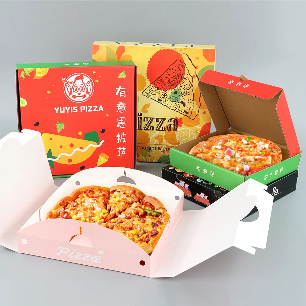 Простой 10 12 14 16 дюймов логотип на вынос один кусок пиццы ланч бокс 32x32 9 дюймов для пиццы с ручкой