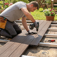 Plancher en bois à grain de bois moderne, antidérapant et résistant à l'eau, terrasse extérieure légère en alliage d'aluminium