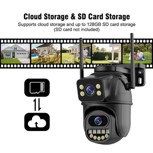 Caméra de sécurité sans fil à double objectif Cam180 App Cb02-h, résolution double 3MP, image nette jour/nuit, Bluetooth, réseau simple - Product Image 1