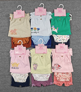 Set di Abbigliamento Estivo per Neonati 3-12 <span class=keywords><strong>Mesi</strong></span>, 3 Pezzi, Stile Corto con Stampa Animale/Floreale per Bambini e Bambine - Product Image 4