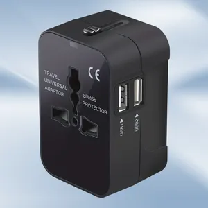 Adaptor colokan perjalanan Universal 2 adaptor pengisi daya Ac perjalanan dunia adaptor pengisi daya Au Us Uk Eu adaptor konverter pengisi daya Usb baru