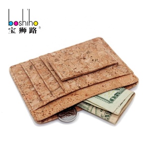 For Boshiho Minimalist Cork Card <b>Holder</b> with RFID Custom Logo ID Window Magnet Money Clip Open Short <b>Wallet</b>-Eco-Friendly - Product Image 3