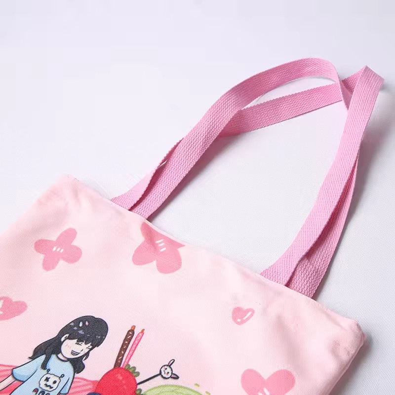 Wholesale standard size sublimation fashion women polyester canvas tote beach bag