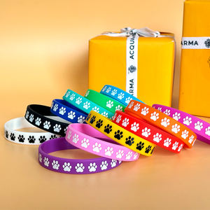 Correa de muñeca de silicona para fiesta de perro con patrón de pata de perro pulsera de goma amor perro lindo fiesta de mascotas correa de muñeca personalizable - Product Image 3