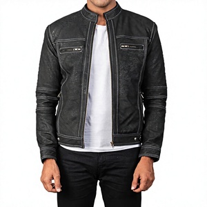 New Style Men Double Face Leather Fleece Lined Motorcycle <b>Jacket</b> Plus Size High Quality <b>Waterproof</b> Windproof Stand Collar Single - Product Image 1