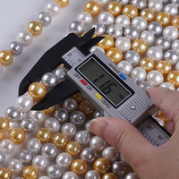 Perles rondes d'eau douce naturelles de 10 à 14 mm, or blanc, gris, couleurs mélangées, avec des brins d'huile pour la fabrication de bijoux