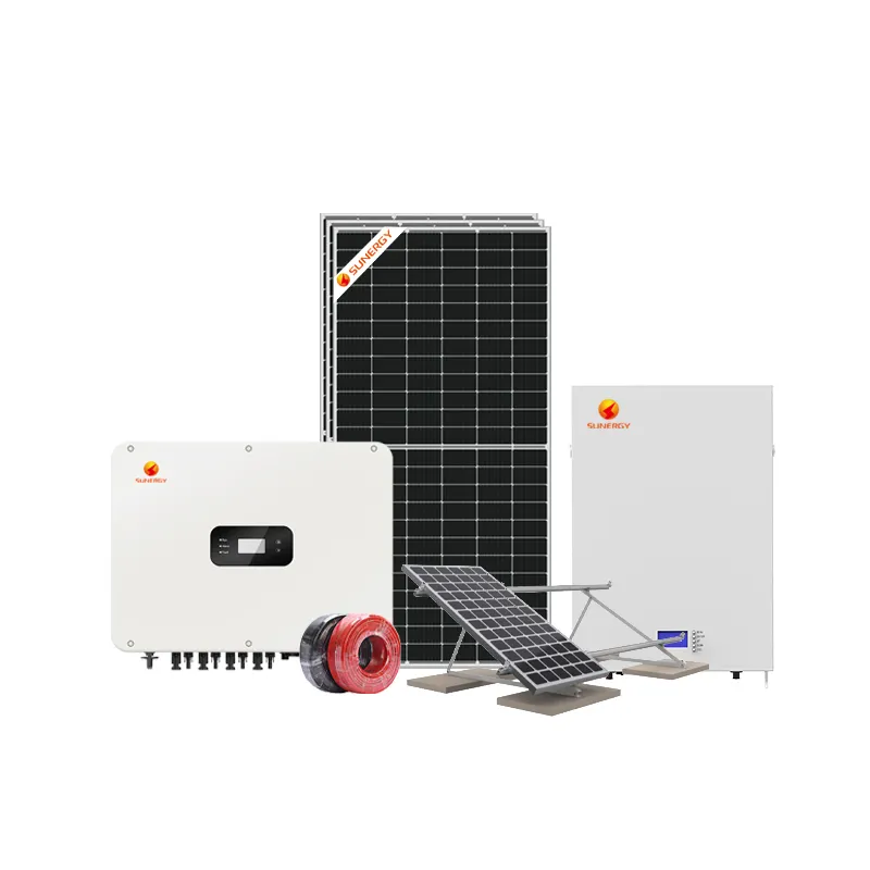 Kit Panel Pintar sistem Panel fotovoltaik 10KW produk energi surya Inverter baterai Kit tenaga surya hibrida