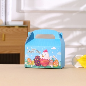Mutlu Paskalyalar Karikatür Tavşanlı Saplı Karton Kutu, Yiyecek Hediye Paketleme ve Şeker Süsleme İçin El Yapımı - Product Image 4
