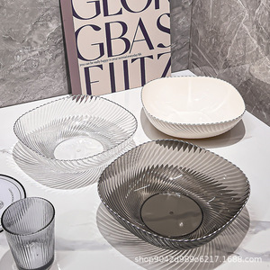 Plato de fruta minimalista de plástico transparente para el hogar, bandeja para servir en la sala de estar, apto para lavavajillas, diseño de color sólido - Product Image 4