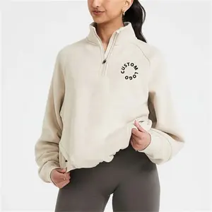 도매 주문 로고 조정가능한 단 코드 절반 Zip 스웨터 고전적인 로비 특대 여자의 1/2 Zip 스웨트 셔츠