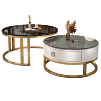 Tables gigognes avec plateau en pierre frittée et structure métallique, tables d'appoint empilables, décoration de salon, prix bas