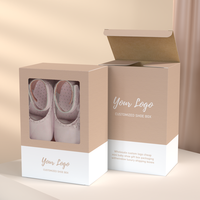 Boîtes d'emballage de luxe personnalisées avec logo pour mini-chaussures de bébé et chaussettes roses, avec fenêtre, vente en gros