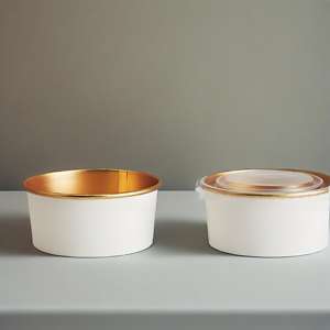 Bol en papier à salade en feuille d'or personnalisé à prix bon marché avec couvercle bol en papier de papier d'aluminium étanche à l'huile à emporter - Product Image 2