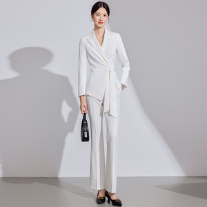 Ankola Women's Red Suit Set Autumn Polyester Satin Three Quarter Sleeve Office Lady Anti-Wrinkle Elegant Fashionable - Product Image 3