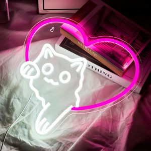 Love cat Letreros Neon LED indoor hanging ambient light shop <b>sign</b> wall decoration light entrance indicator light luminous <b>sign</b> - Product Image 6