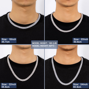 Cadena cubana de moissanita de 8mm, 10mm, 12mm, 14mm, chapada en oro de 18K, plata de ley 925, con incrustaciones de circonitas, pasa el probador de diamantes, para hombre - Product Image 6