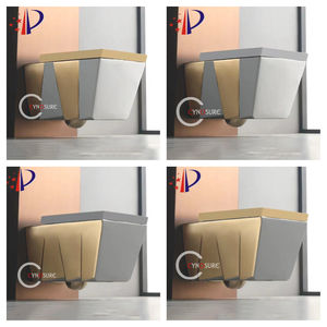 Inodoro de Pared de Lujo, Forma Cuadrada, Cerámica Brillante/Mate, Sin Borde, Electrochapado en Dorado/Plateado/Negro - Product Image 3