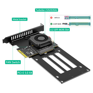 <span class=keywords><strong>U2</strong></span> <span class=keywords><strong>SSD</strong></span>-Adapterkarte PCIe 5.0 X4 SFF-8639 NVMe Erweiterungskarte mit Lüfter Lagerbestand Shenzhen - Product Image 4