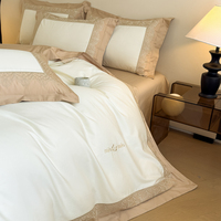 Parure de lit multi-pièces en satin de coton brodé et patchwork, luxe léger haut de gamme, artisanat exquis, ensemble de housse de couette