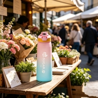 Bouteille à paille anti-fuite en Tritan+PP, sans sucre, pour boisson directe – Idéale pour les fêtes, le bureau, les festivals, les cadeaux, la randonnée, le camping, les voyages – Sûre et pratique