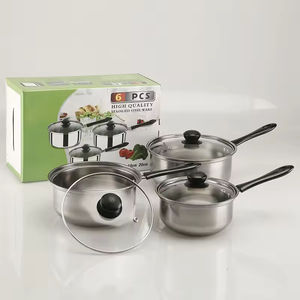 Ensemble de cuisine moderne 6 pièces en acier inoxydable, batterie de cuisine 6 pièces pour cuisinière à induction 16-18-20CM, casseroles à lait et à soupe, cadeau idéal pour les cuisines - Product Image 1