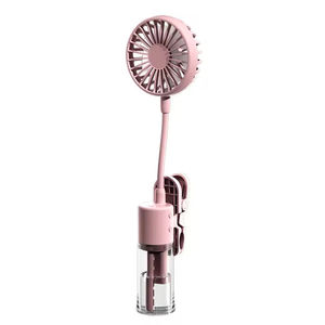 Ventilador portátil de mano con pulverizador de agua, recargable, funciona con batería, 1200 mAh, nuevo ventilador con clip y botella de spray. - Product Image 2