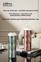 Mug de voyage isotherme à double paroi en titane avec sangle de transport, portable pour femmes