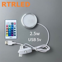 Lampe LED ronde RGBW réglable avec prise pour imprimante 3D, lumière de table USB, veilleuse pour kit de lampe Bambu Lab MH001, armoire